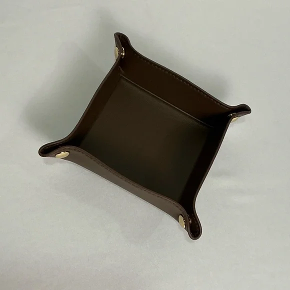 BurberryDark Brown PU Leather Valet Trinket Jewlery Tray New